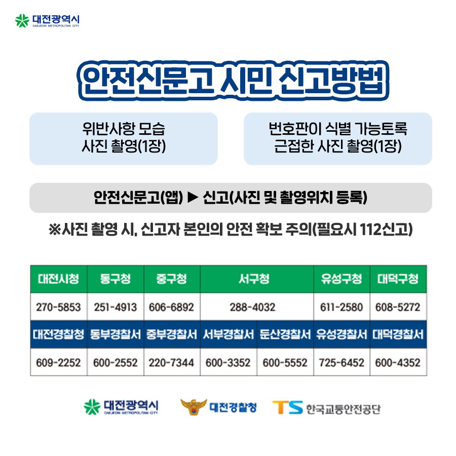 🚨이륜차 등 불법자동차 근절 종합대책 추진🚨
(연중신고가능)

시민 모두가 감시자가 되면
불법행위를 근절 시킬 수 있습니다.

#대전광역시 #이륜차 #불법행위 #집중단속 #안전신문고