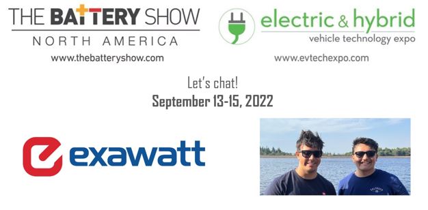 <a href="/RackleyEd1/">Ed Rackley</a> and <a href="/AaronJRWade/">Aaron Wade</a> from <a href="/exawatt/">Exawatt</a>'s energy storage team will be attending the <a href="/thebatteryshow/">The Battery Show</a> in Michigan, from 13th – 15th Sept. If you’re also planning to attend, please get in touch, we’d love to chat about battery costing, supply chains, and technology forecasting!