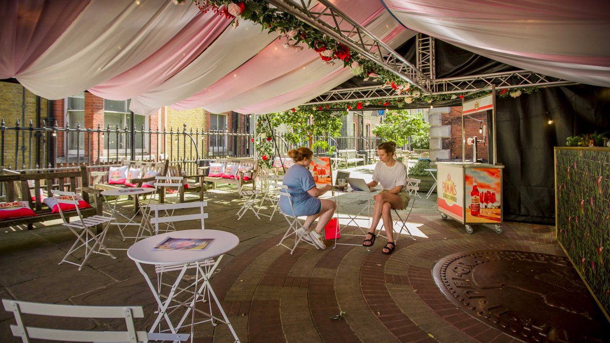 Our lovely bar is back up and running just for this #BankHolidayWeekend! Enjoy a Pimms or a cocktail in the Actors Church Courtyard after watching #DOUBLES 🍹