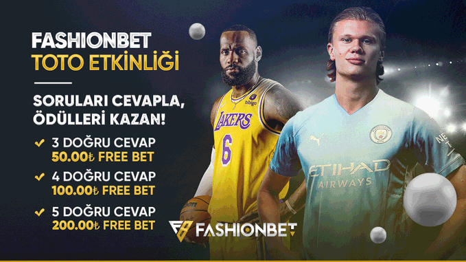 ⚽️Fashionbet Toto Etkinliği! 🎁5/3 - 50₺ Freebet, 5/4 - 100₺ Freebet, 5/5 - 200₺ Freebet! 🌗Gönderiyi retweetle, hesabımızı takip et ve link üzerinden katılımını tamamla! 📲Katılım: bit.ly/FashionToto 🖥️Kesintisiz erişim: bit.ly/3OidzqN