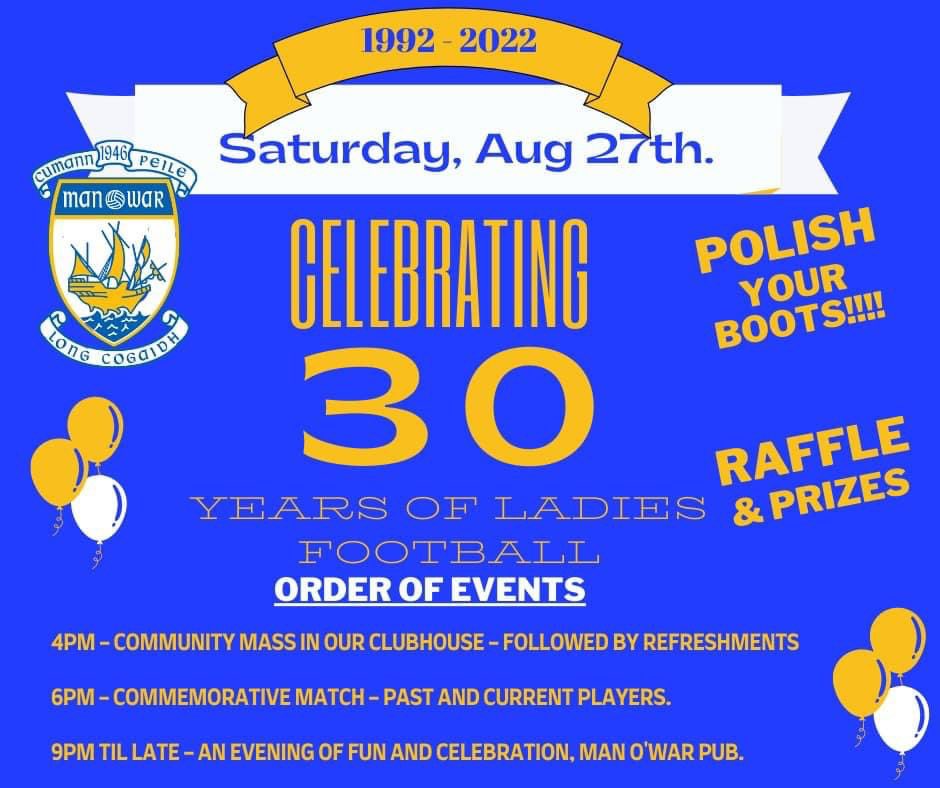 dublinladiesg's tweet photo. CONGRATS to @MOW_GFC Ladies who celebrate the 30th Anniversary of their foundation today 🥳

Special mention to @bernicejonesmoo the woman who introduced @LadiesFootball to Man O War &amp; who continues to inspire people both at club &amp; County level - enjoy the celebrations #ManOWar https://t.co/3qGHMmnLxu