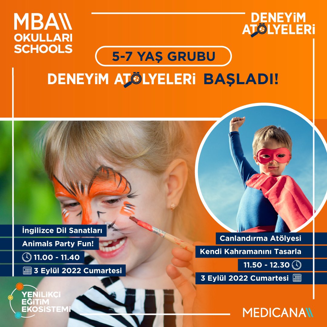 MBA Deneyim Atölyeleri devam ediyor. Bilimden ekolojiye, dil sanatlarından STEM etkinliklerine yepyeni MBA deneyim atölyeleri anaokulu ve ilkokul öğrencilerini bekliyor.