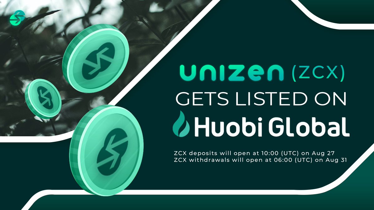 We're happy to announce that $ZCX is getting listed on <a href="/HuobiGlobal/">火币HTX</a>! 🎉

⏰ ZCX deposits will open at 10:00 (UTC) on Aug 27
⏰ ZCX withdrawals will open at 06:00 (UTC) on Aug 31

📌 Read more: huobi.com/support/en-us/…