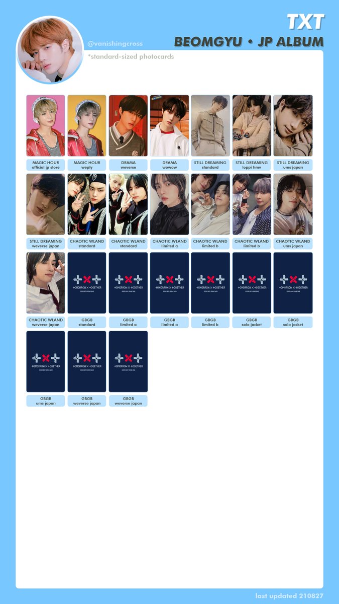 vanishingcross's tweet photo. 👑 #TXT | JP Album PCs
💙 #SOOBIN | #YEONJUN | #BEOMGYU

#TOMORROW_X_TOGETHER #투모로우바이투게더 #수빈 #연준 #범규
🏷️ photocard pc 앨범 포카 포토카드 포스터 모음 리스트 template chart wishlist album merchandise collection japanese jpn https://t.co/2PemLAvIOA