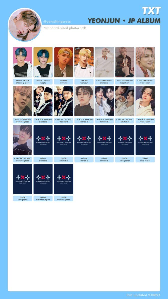 vanishingcross's tweet photo. 👑 #TXT | JP Album PCs
💙 #SOOBIN | #YEONJUN | #BEOMGYU

#TOMORROW_X_TOGETHER #투모로우바이투게더 #수빈 #연준 #범규
🏷️ photocard pc 앨범 포카 포토카드 포스터 모음 리스트 template chart wishlist album merchandise collection japanese jpn https://t.co/2PemLAvIOA