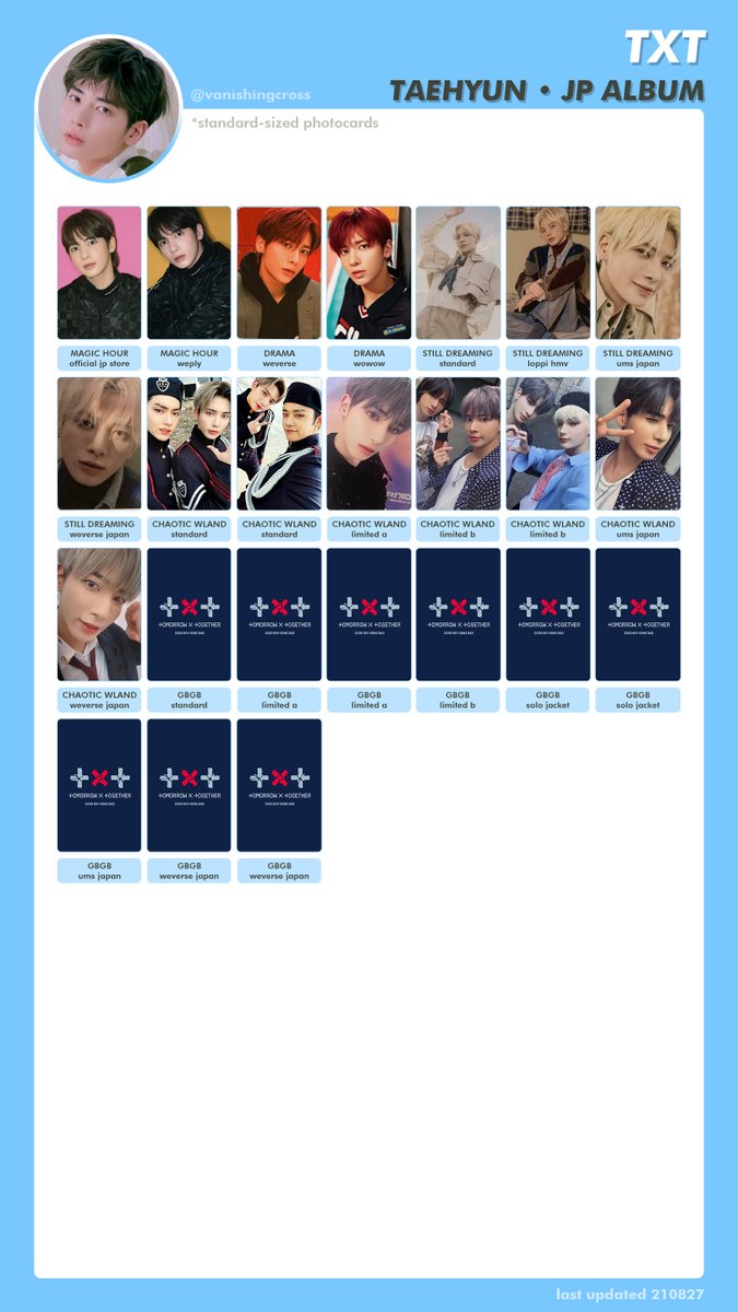 vanishingcross's tweet photo. 👑 #TXT | JP Album PCs
💙 #TAEHYUN | #HUENINGKAI

#TOMORROW_X_TOGETHER #투모로우바이투게더 #태현 #휴닝카이
🏷️ photocard pc 앨범 포카 포토카드 포스터 모음 리스트 template chart wishlist album merchandise collection japanese jpn https://t.co/tBFVxqLZab
