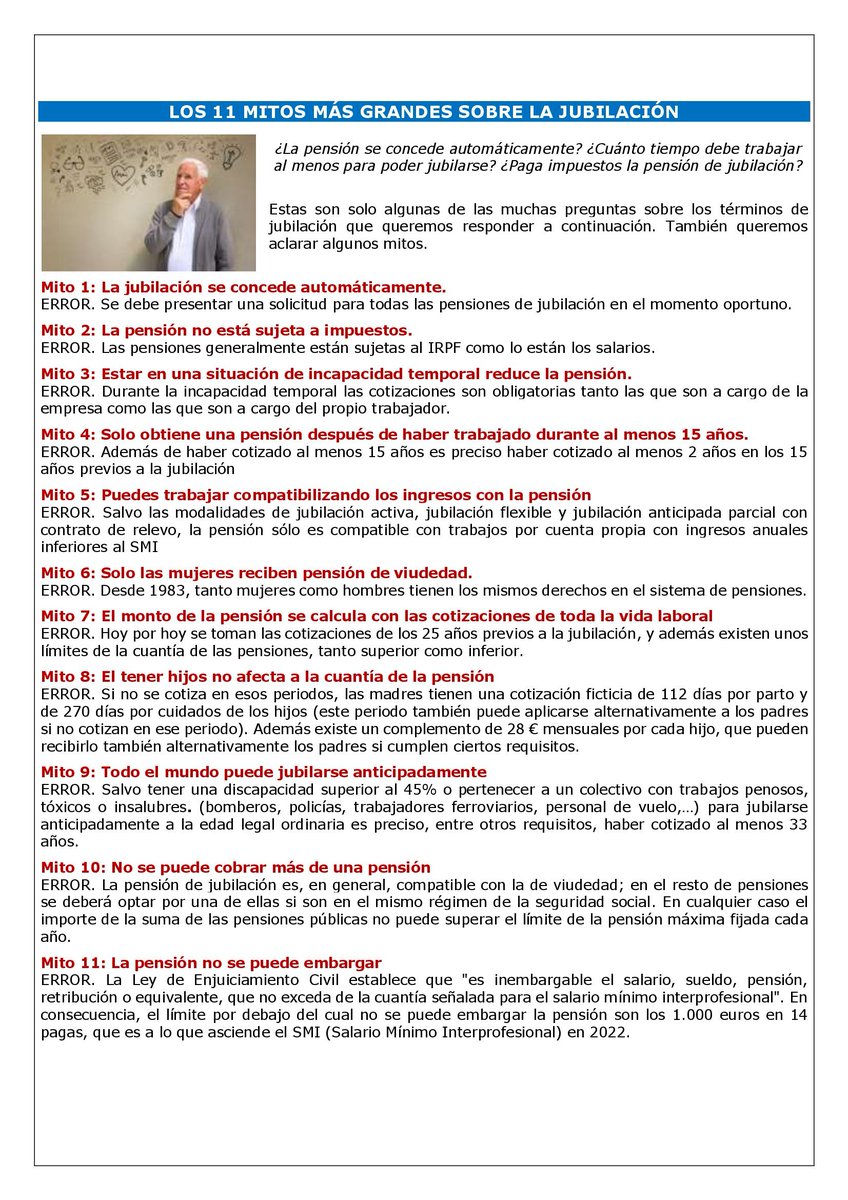 LOS 11 MITOS MÁS GRANDES SOBRE LA JUBILACIÓN - Pensiones de Jubilación - laboralpensiones.com/los-11-mitos-m…