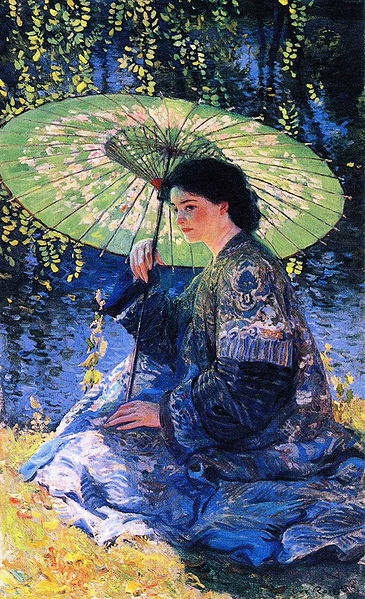 Guy Rose  (1867–1925)
The Green Parasol 
#art #ArteYArt 
#SaturdayInArt