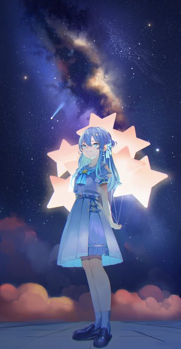 「blue eyes starry sky」 illustration images(Latest)｜21pages