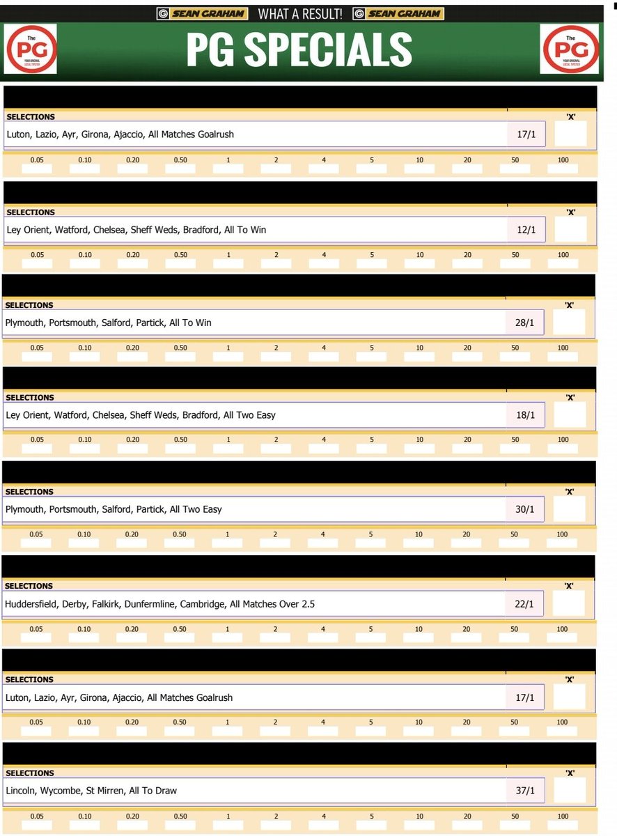 course_ni's tweet photo. Leyton Orient
Watford
Chelsea
Sheff Wed
Bradford
#PG #Acca #TwoEasy
Win Acca pays 12-1
Two Easy pays 18-1
with @betseangraham
@puntersg https://t.co/prdsZcPvLr