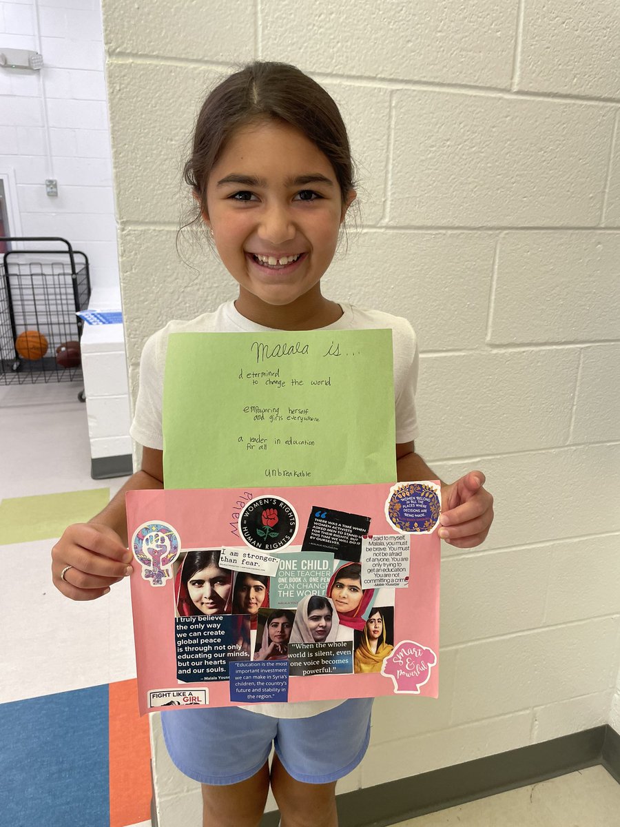 Caitlin_Monroe's tweet photo. Another role model college turned in and this one features @Malala …but I get the feeling this student is going to change the world too! #brassfield #adventurepaths #emc2learning https://t.co/dnkjE3NzyJ