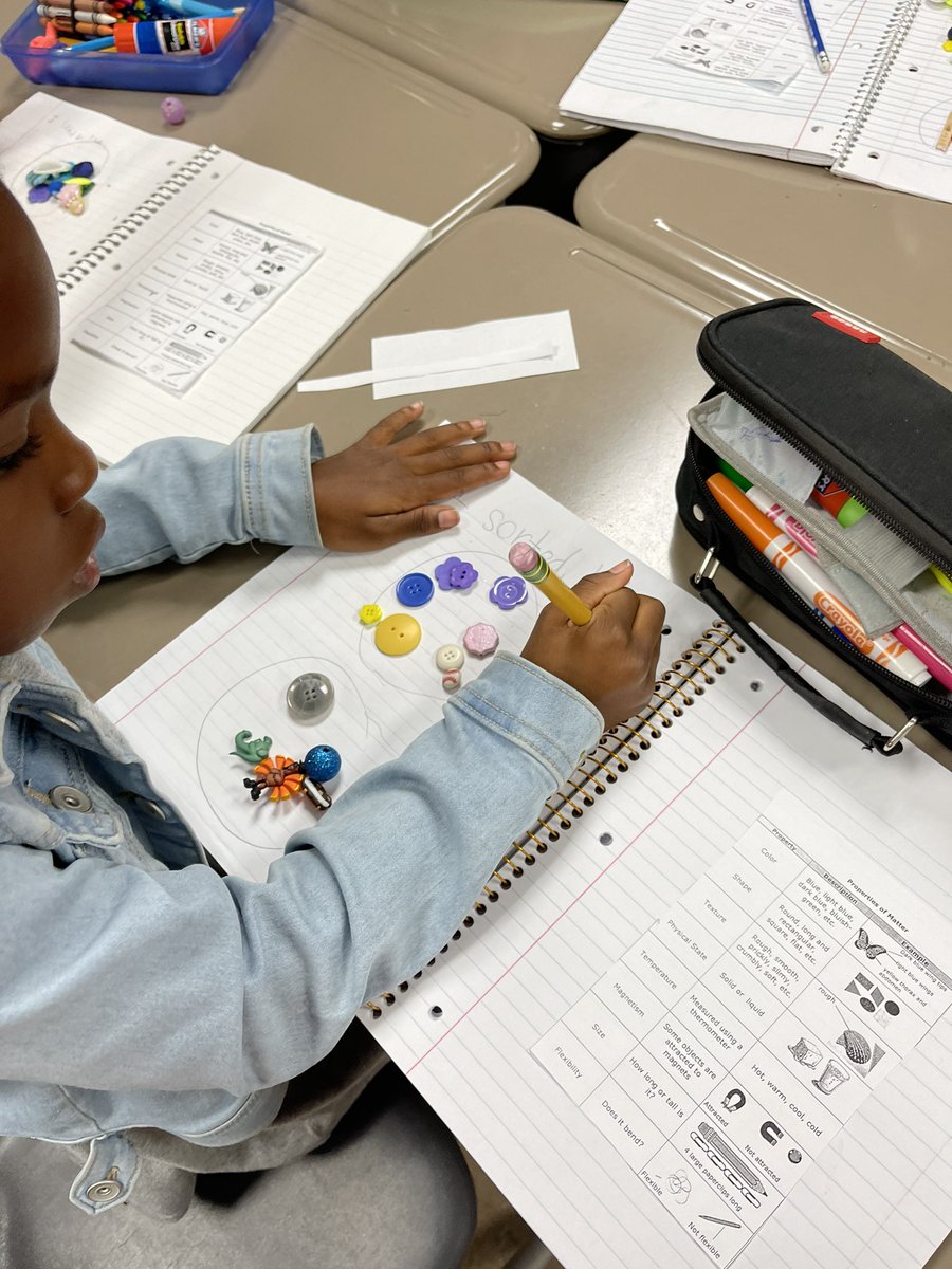 tobias_azucena's tweet photo. #2ndgrade @JSES_Stallions is learning about classifying matter (buttons) by their properties. After a few minutes, students shared and discussed their observations by doing a gallery walk. @FBISDscience https://t.co/eln38A8dy2