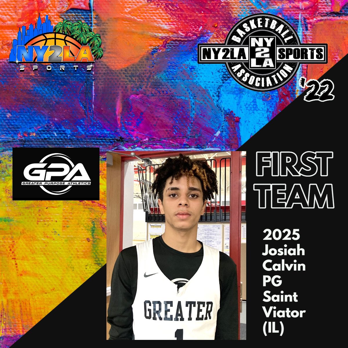 2022 NY2LA Basketball Association <a href="/ny2labasketball/">NY2LA Basketball</a> - Season Awards 

🏀15U First Team Selection🏀
Josiah Calvin <a href="/josiahcalvin1/">josiah calvin</a> 
Class: 2025
Position: G
Travel: @_gpaschaumburg 
HS: St. Viator (IL)
<a href="/ny2lasports/">NY2LA SPORTS</a>