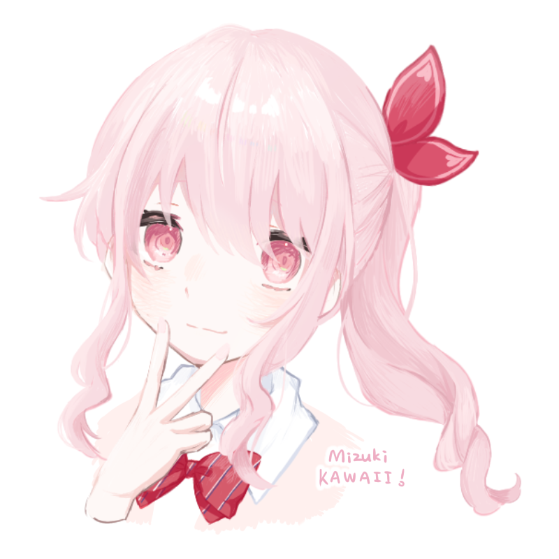 pink hair 1other pink eyes smile solo side ponytail long hair  illustration images