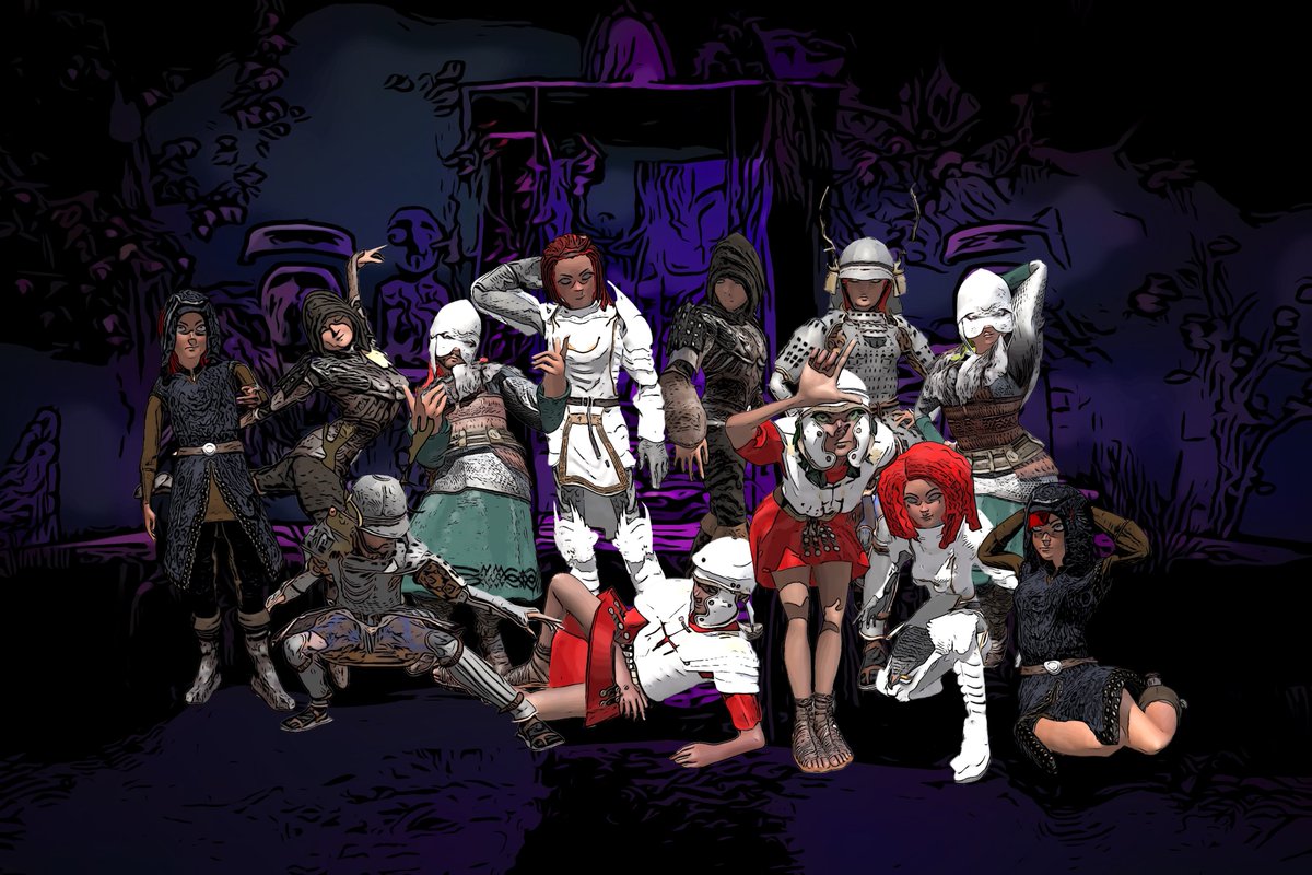 intrik8storm's tweet photo. It’s #ScreenshotSaturday
Meet the #adventurers you may want to embody on Santa Apolonia. 
BTW, I'm no artist. I design characters with #Fuse (RIP), position them with #Mixamo,  style them with #Clip2Comic &amp; sprite them with #PowerPoint
Follow me for unconventional #DesignTips 😂 https://t.co/isnB1MhIjb