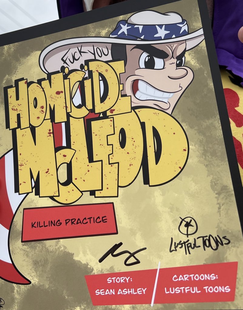 HomicideMcLeod's tweet photo. signed @LustfulToons
“KILLING PRACTICE” prints available on https://t.co/uXNHag36oz next week!
#HomicideMcLeod #LustfulToons https://t.co/ttpcbq4nTM