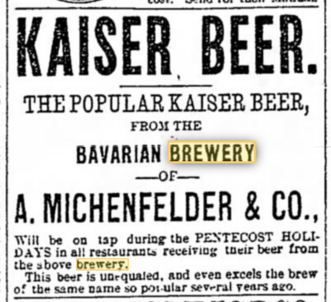 Pretty sure this is the only beer ad I've seen that specifically mentions Pentecost. (Detroit Free Press 22 May 1885)
