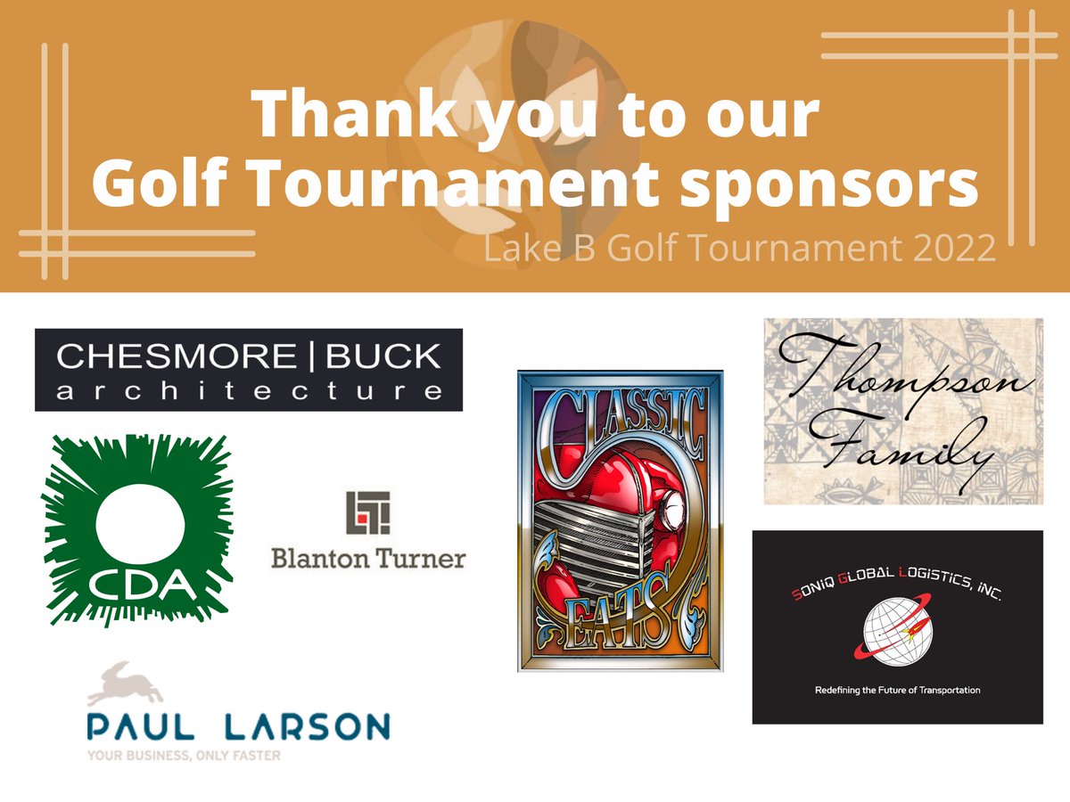 Shout out to our sponsors! Classic Eats, Soniq Global Logistics, Chesmore Buck Architecture Firm, the White Center CDA and Paul Larson &amp; Associates!  What a great day! #LakeBGolfTournament