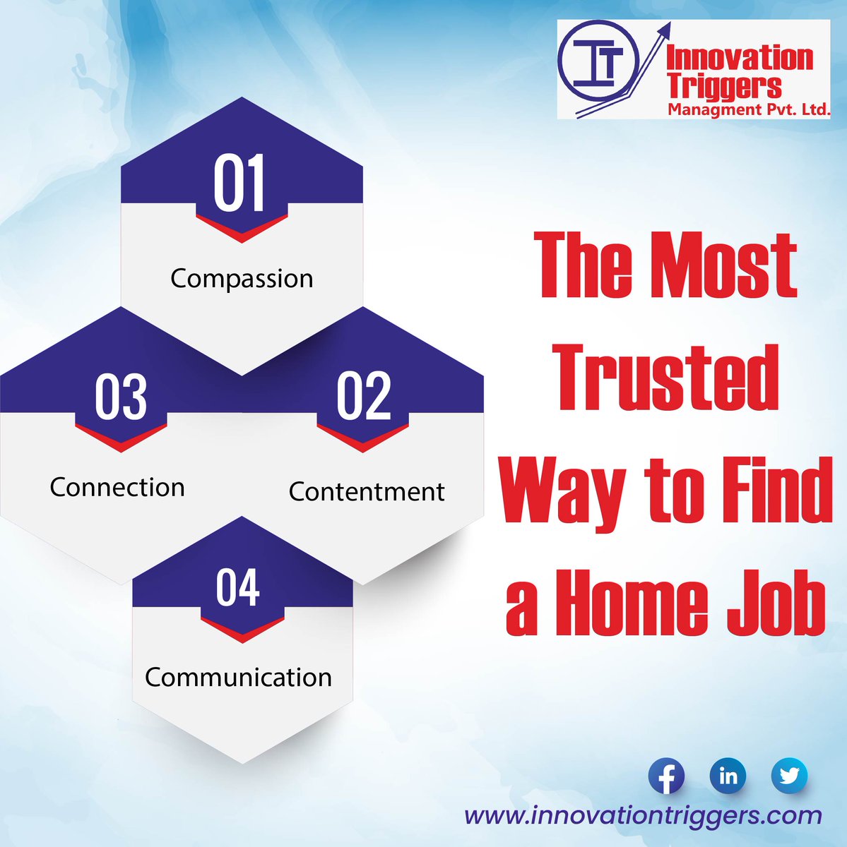 Innovationtrgrs's tweet photo. The Most Trusted Way to Find a Home Job
1) Compassion
2) Contentment
3) Connection
4) Communication
For more info - https://t.co/XeySROZP2q
#communication #job #compassion #contenment #connection #information #innovation https://t.co/i0T19ZuUFt