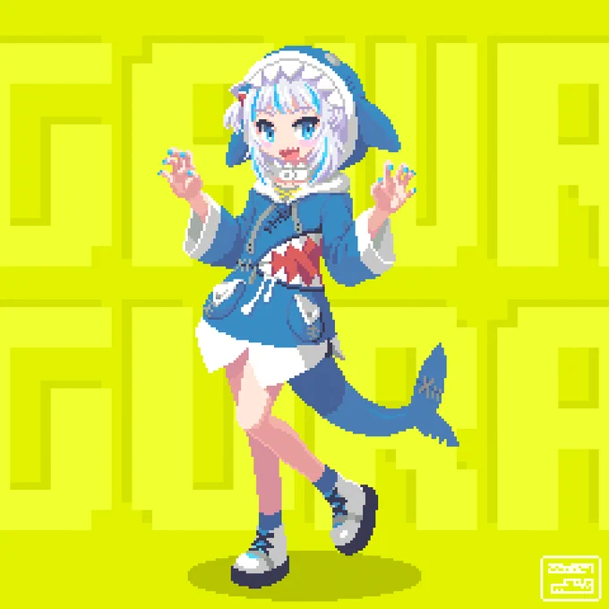 #pixelart #ドット絵 #GawrGura #gawrt がうる・ぐらちゃんを描いてみました普段Vtuberの動画は観ていないのですがVtuber描いてみたいと思って描いてみました 