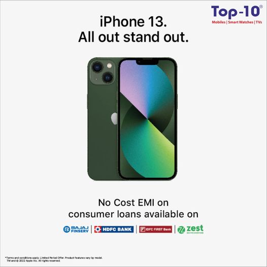 top10retail's tweet photo. It's a perfect time to get your own #iPhone13 as low as Rs.2999/- per month!
So grab this amazing deal at your nearest Top-10 Mobile Shop Now store Link in bio👆🏻
.
.
.
Mumbai Phonetastic Dhamaka...🤩
#Mumbai #MumbaiPhonetasticDhamaka #top10 #top10mobileshop #top10mobile https://t.co/KjJGN34b6Z