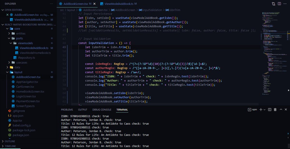 da8ah_tiber's tweet photo. Day 80/100: Input Validation.
Implementando validación de Input mediante RegEx para verificar que los datos ingresados tengan un formato adecuado.
#100DaysOfCode #ReactNative #Typescript #Expo #UIKitten #MVVM #RegEx #RegExp https://t.co/VWPv4TI286
