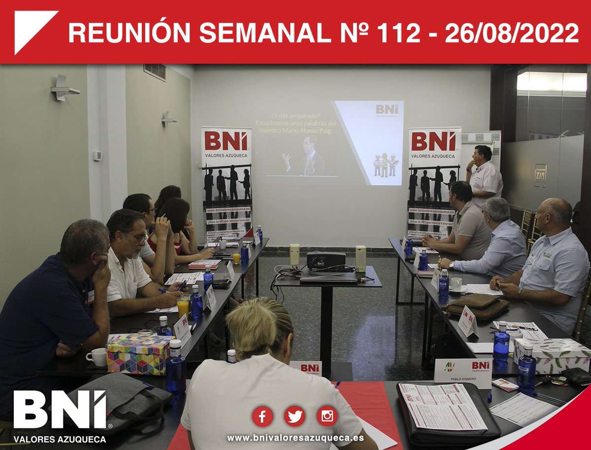BniValoresAzu's tweet photo. #ReuniónSemanal
Tras un agosto abiertos por vacaciones nuestras empresas siguen creciendo gracias al #marketing por #referencias que nos ofrece #BNI.
▶ https://t.co/poRx17tUG2
🌟¡Vive la #ExperienciaValores!🌟
#SéValores #NetworkingAzuqueca #OtraFormaDeHacerNegocios https://t.co/TGq8ebwjXd