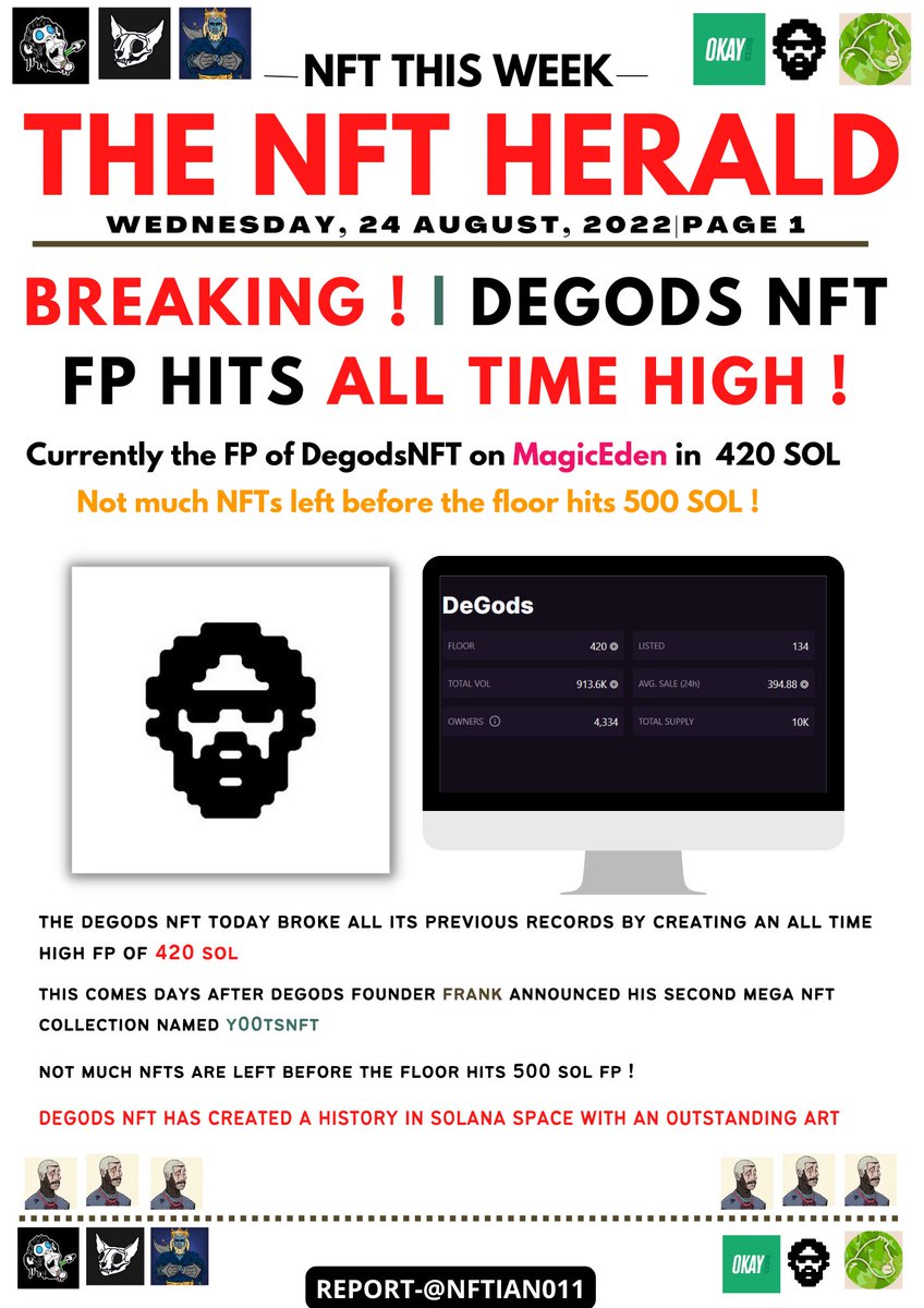 Nftian011's tweet photo. @frankdegods @y00tlist Publishing "THE NFT HERALD" NEWSPAPER report thrice a week as a new creation is web3 space...along with it also trying to build relationships by being a MOD and help community in every possible way,since 
our goal is same "TO BUILD METAVERSE" and contribute towards all round dvpt https://t.co/4RJNV5b3He