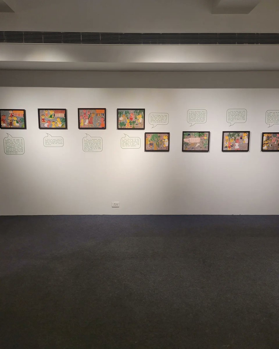 JNAF_Mumbai's tweet photo. “For this exhibition, I asked Shantibai if she would like to explore the indigenous wisdom of mothers and grandmothers, which might heal the planet, one symbiotic gesture at a time… Shantibai uses coloured dots to connect people, places and things. https://t.co/JW7w98INUT