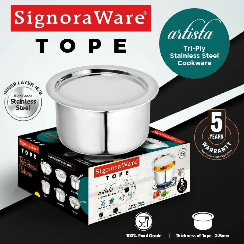 SignoraWare's tweet photo. The most premium cooking experience with Signoraware Triply Cookware Range
Artista Tope available in convenient sizes
#signoraware #triplycookware #tope #triplytope #signorawaretope #cookware #signorawarecookware #kitchen #3layercookware #stainlesssteel https://t.co/7tC4jT0bPk