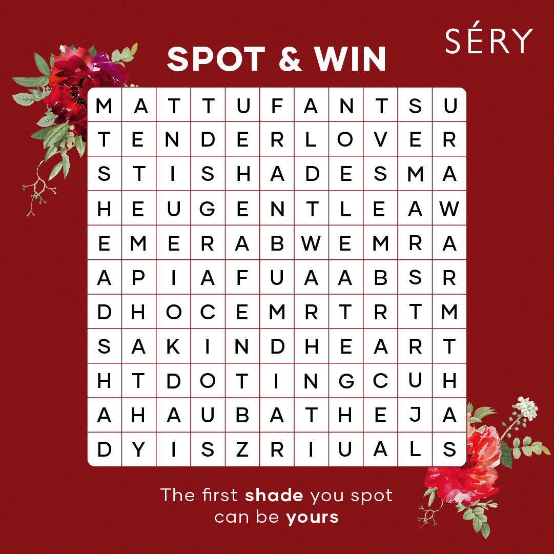 serycosmetics's tweet photo. Guess the names of our newly launched shades from the puzzle &amp; that shade can be yours!
Rules:
1. Make sure you follow @serycosmetics
2. Tag 3 friends &amp; challenge them as well!
3. Add this post to the story!
#Newlaunchalert #Serycosmetics #GetSetSery  #MellodraMATTic #crueltyfree https://t.co/T5uCAoBQET