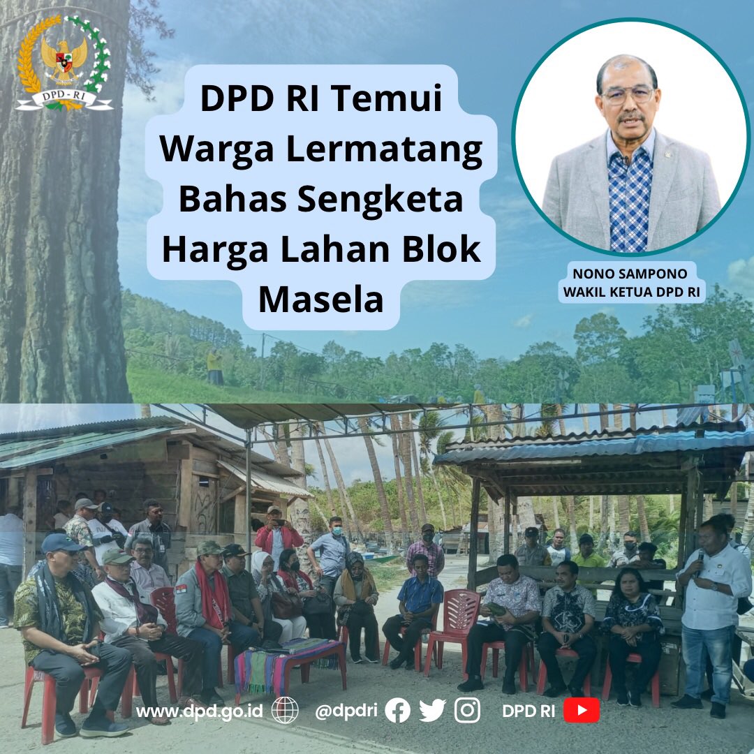 DPDRI's tweet photo. DPD RI Temui Warga Lermatang Bahas Sengketa Harga Lahan Blok Masela
.
.
#dpdri #masela #lahan #sengketa
Selengkapnya:
Instagram
https://t.co/lVzgXkmOhW
Facebook
https://t.co/jNk8MNShhX https://t.co/YM8qNbGRF1