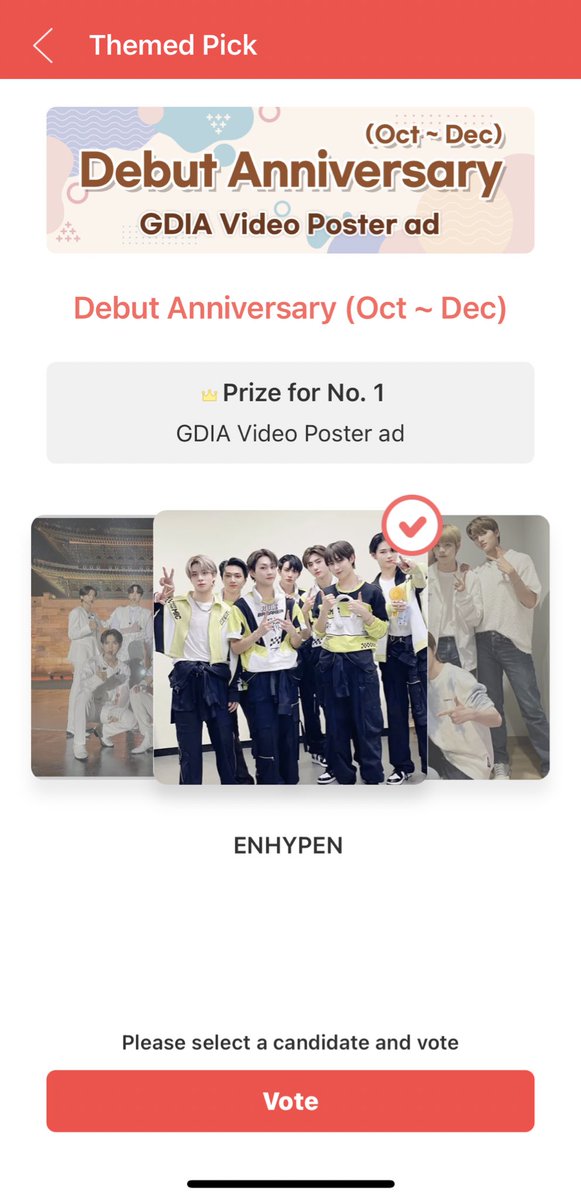 CONNECTEN_GENE's tweet photo. ENGENES! Go to your Choeaedol app and vote on “Debut Anniversary” Themed Pick. The winner will receive GDIA Video Poster Ad.

⏳ 9 days left
📈 18,018 gap from #1 
📌 see pictures below for voting steps

@ENHYPEN_members @ENHYPEN #ENHYPEN #엔하이픈 https://t.co/wpZyxL0NPx