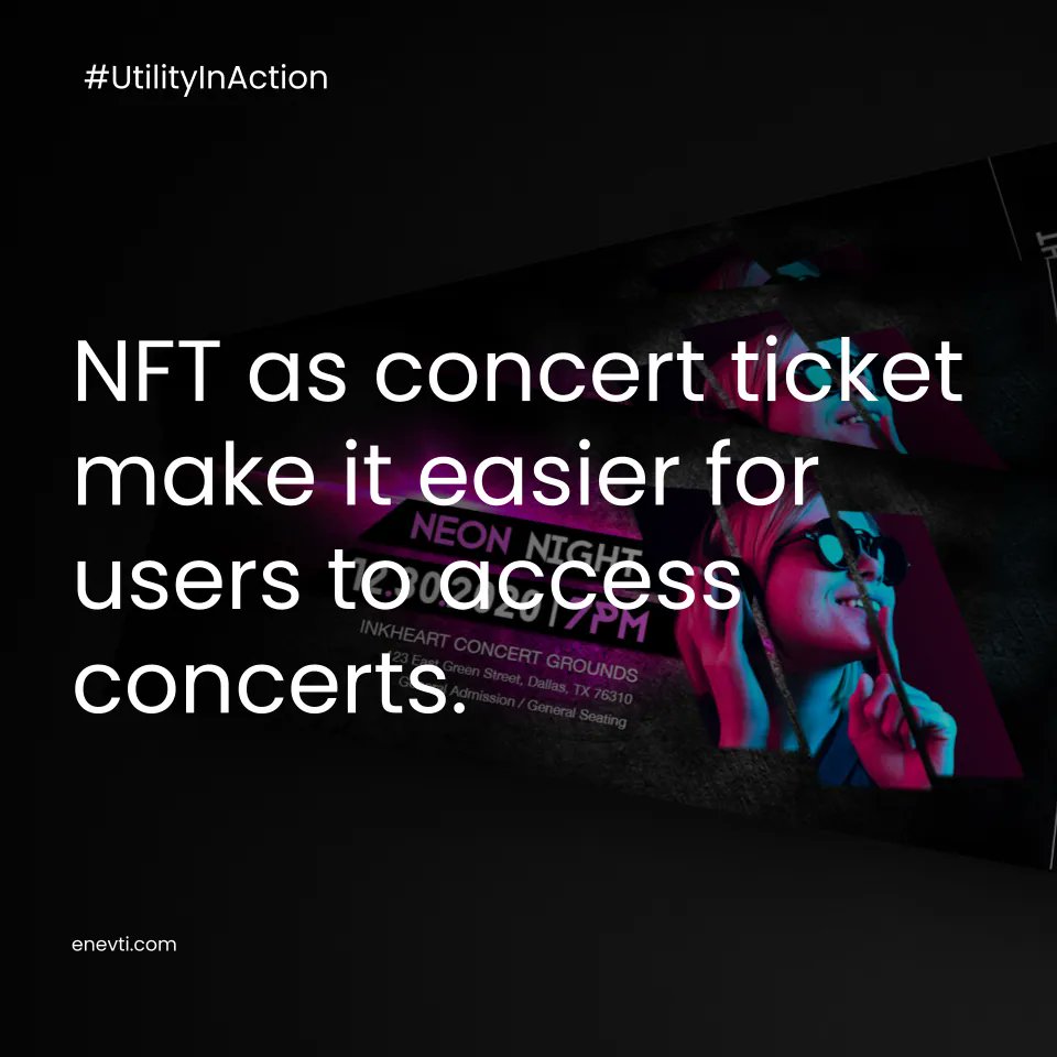 enevtihq's tweet photo. Nowadays, there is no reason not to use NFT as a ticket! Making a ticket into NFT gives its owners potential benefits in the future. People can also brag about their experience in the concert by showing their NFTs! So what do you guys think? https://t.co/4qjoEsSp2a