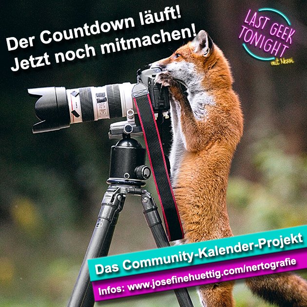 LastGeekNessi's tweet photo. Der Countdown läuft! 

Bis Sonntag, 23:59 Uhr, könnt ihr noch beim Community Kalender Projekt von Josi mitmachen!

Alle Infos unter https://t.co/daTLo3EO0C!

#fotografie #fotos #kalender #communityprojekt #community #nerd #geek #lastgeektonight https://t.co/JQBw9z1col