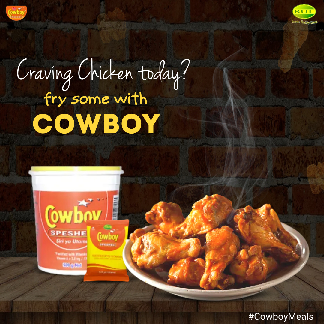 BidcoUganda's tweet image. That which you are craving today,
Make it with Cowboy 
Eat it Special 🧡🧡
Have a lovely Weekend!
#CowboyMeals #BidcoUganda