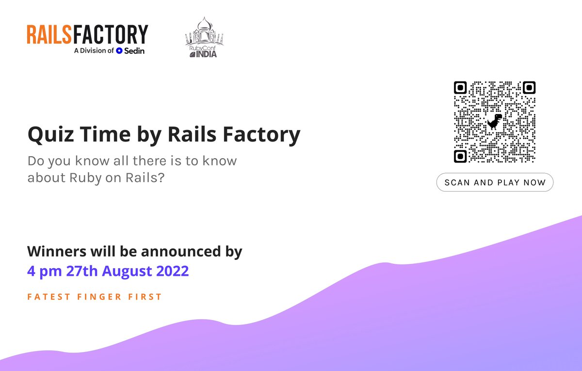 railsfactory's tweet image. TECH BEASTS...Get Ready!!

Six hours of #RailsFactory Quiz Time got kicked off at 10 AM IST. Going to be a cracker! Drop in by our booth to scan the QR code and participate right away🍿🎟️👇🏽

Team RailsFactory can&apos;t wait to see you there!

@rubyconfindia #RubyConfiIndia #pune