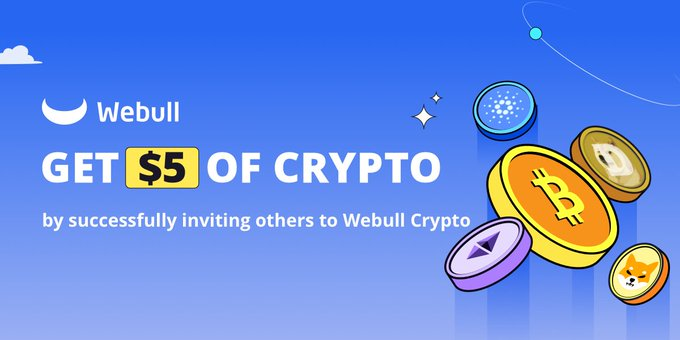 Get $5 of Crypto from SHIB, DOGE, BTC, ADA OR ETH by successfully inviting others to #Webull Crypto! Learn how> a.webull.com/ApyteYIaQltGSB… #cryptoinvesting #DogeArmyNewsNetwork #doge #ETH #Webull #cryptotrading