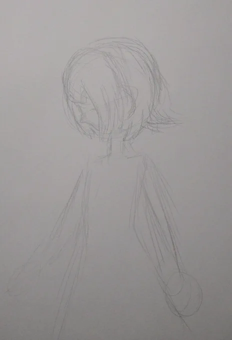 続き「あたり」が描けたら頭、体、腕とザックリと形を描いてみるいわゆる「ラフ」ってやつ#イラスト#イラスト好きさんと繋がりたい#絵描きさんと繋がりたい 