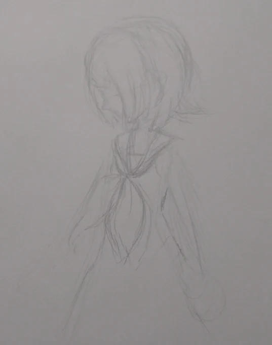 続き「あたり」が描けたら頭、体、腕とザックリと形を描いてみるいわゆる「ラフ」ってやつ#イラスト#イラスト好きさんと繋がりたい#絵描きさんと繋がりたい 