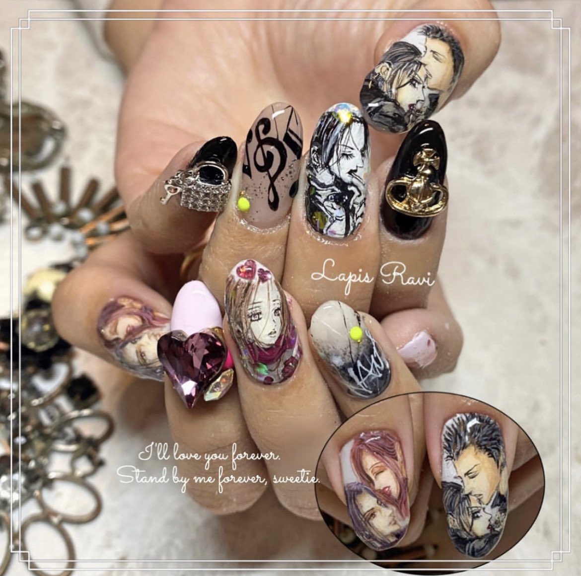 お客様過去ネイル❤︎ #NANA ＃矢沢あい ＃矢沢あい展 #ご近所物語