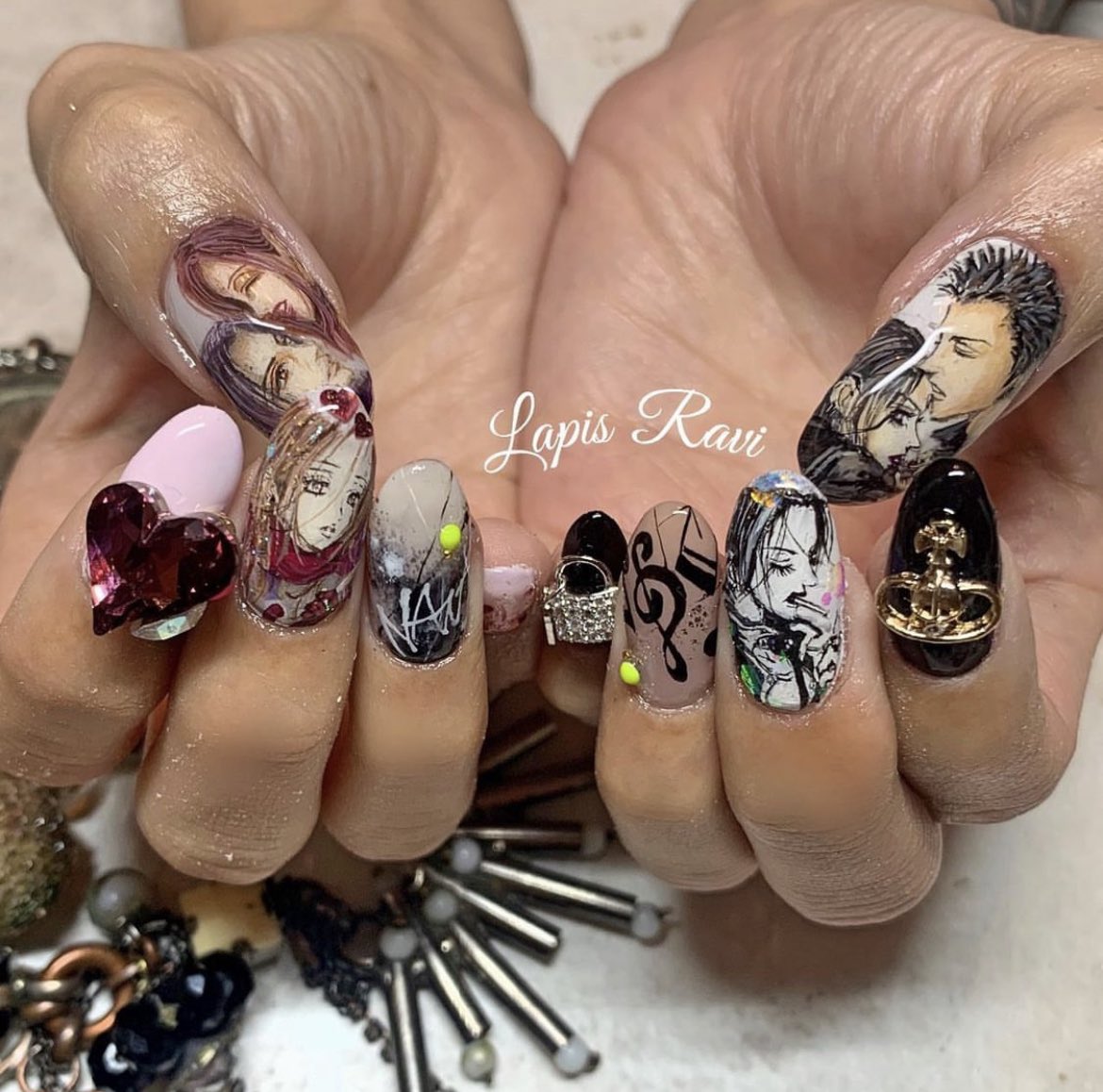 お客様過去ネイル❤︎ #NANA ＃矢沢あい ＃矢沢あい展 #ご近所物語