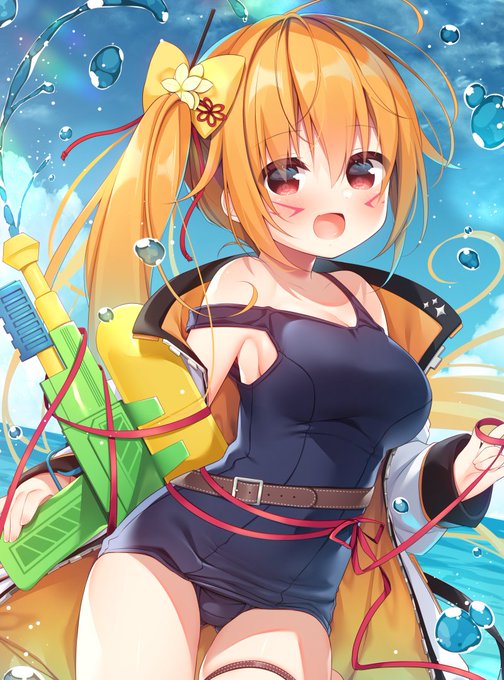 Skebでスク水姿のレナス・スケイムさんを描かせていただきました～☺️🙏
#すけいまーと 