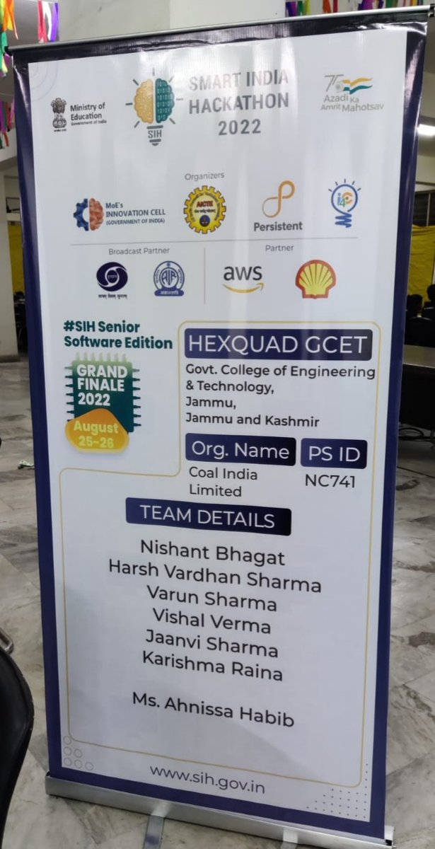 nssgcetjammu's tweet photo. 6 students from #GCETJAMMU participated in the #SmartIndiaHackathon2022 and won 1st prize in the Competition. Congratulations to the team and their mentors for this wonderful achievement @narendramodi @OfficeOfLGJandK @mhrd_innovation @EduMinOfIndia #InnovationSeAtmanirbharBharat https://t.co/6D6HtG2C8Q