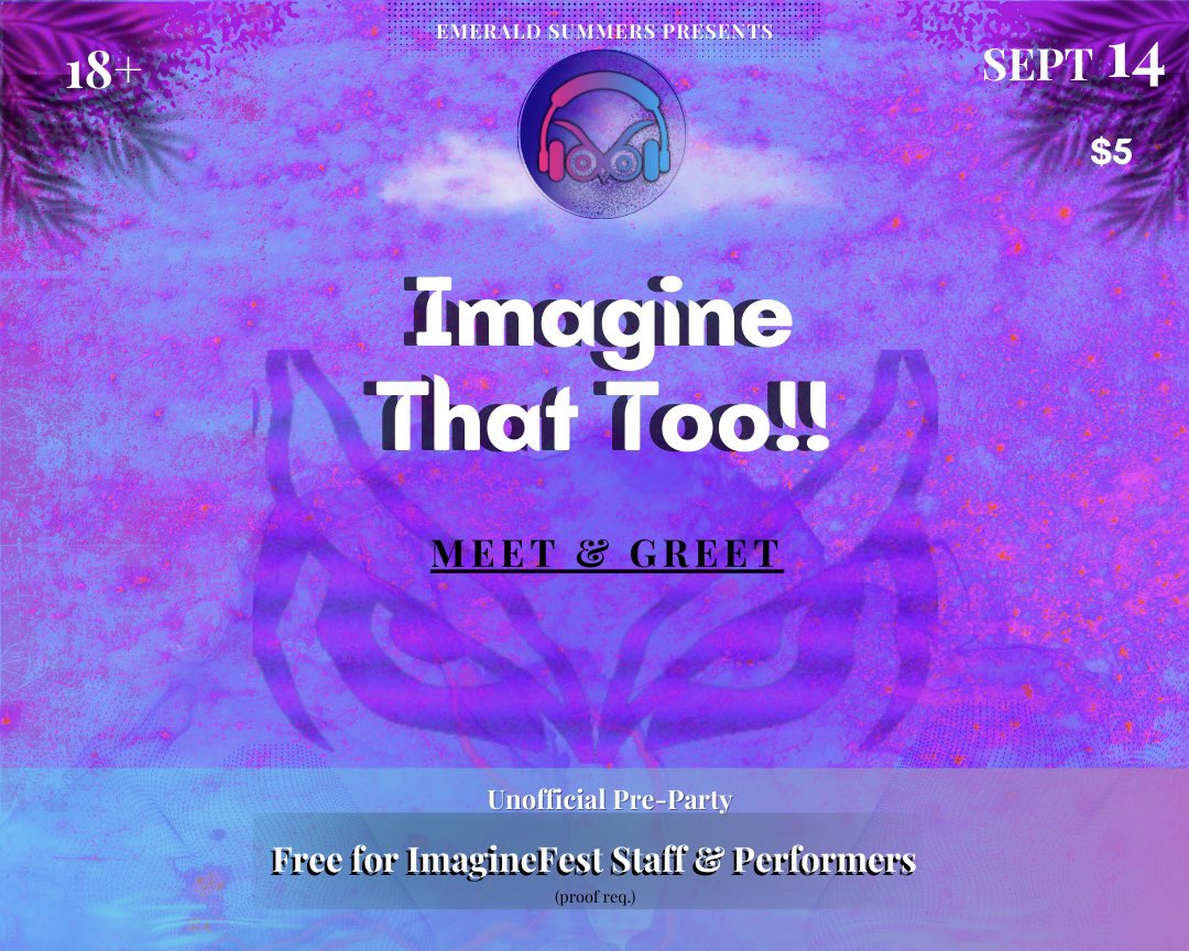 emeraldsummers_'s tweet photo. Come meet a camping buddy! We've been honored to be able to offer FREE entry for staff and performers (with proof) General Admission $5. Secure your spot with (Free) RSVP and VIP Seating is available for purchase. Silent Disco headphones available for $5. #imaginefest #imf22 https://t.co/I5PgInrCPf