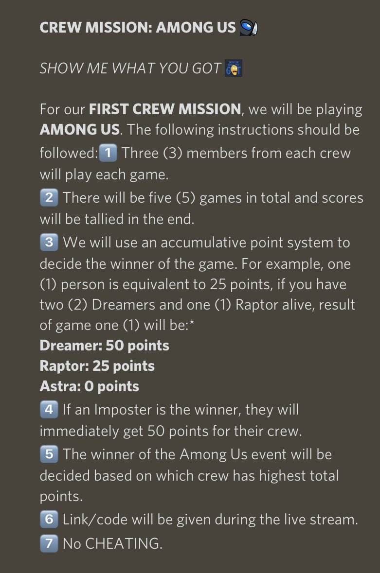 Our first crew mission @spacoid will be live in 7 hours! Lets play Among Us with us and show us which crew has the best members! #WeareHOPE