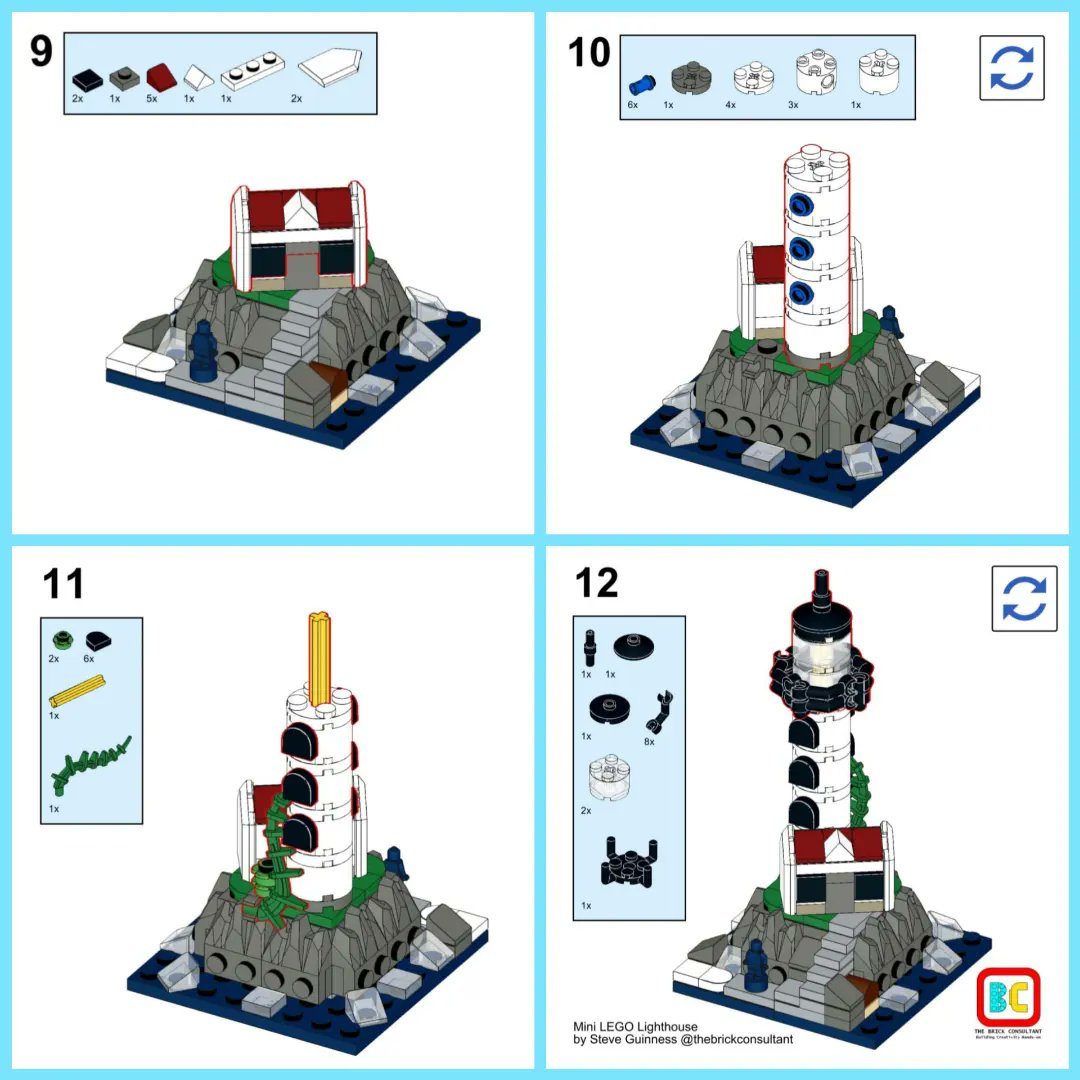 Here's my mini version of the new LEGO Ideas lighthouse #LEGO #LEGO90years #rebuildtheworld #legofan #AFOL #free #Instructions #classic #legomoc #legotutorial #lighthouse #legoideas #microscale