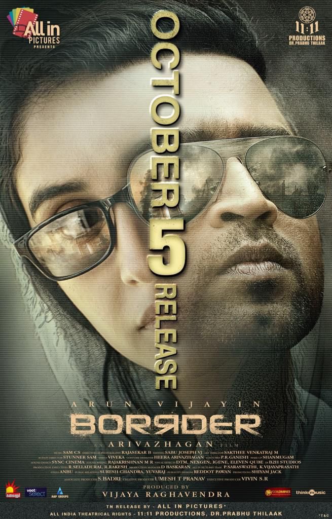 V.J Sabu Joseph (@editorsabu) on Twitter photo Here s my next 😇
<a href="/All_In_Pictures/">All In Pictures</a>'s #ArunVijayInBorrder Is all set for a Grand Pan Indian Release for #Vijayadashami2022
#BorrderFromOct5
An <a href="/dirarivazhagan/">Arivazhagan</a> Film
<a href="/arunvijayno1/">ArunVijay</a> <a href="/ReginaCassandra/">RegenaCassandrra</a> <a href="/StefyPatel/">Stefy Patel</a>
<a href="/11_11cinema/">11:11 Productions</a> <a href="/prabhuthilaak/">Dr.Prabhu Thilaak</a>
<a href="/SamCSmusic/">𝐒𝐀𝐌 𝐂 𝐒</a>
<a href="/DopRajasekarB/">RajasekarDOP🎥</a> <a href="/proyuvraaj/">Yuvraaj</a> Here s my next 😇
<a href="/All_In_Pictures/">All In Pictures</a>'s #ArunVijayInBorrder Is all set for a Grand Pan Indian Release for #Vijayadashami2022
#BorrderFromOct5
An <a href="/dirarivazhagan/">Arivazhagan</a> Film
<a href="/arunvijayno1/">ArunVijay</a> <a href="/ReginaCassandra/">RegenaCassandrra</a> <a href="/StefyPatel/">Stefy Patel</a>
<a href="/11_11cinema/">11:11 Productions</a> <a href="/prabhuthilaak/">Dr.Prabhu Thilaak</a>
<a href="/SamCSmusic/">𝐒𝐀𝐌 𝐂 𝐒</a>
<a href="/DopRajasekarB/">RajasekarDOP🎥</a> <a href="/proyuvraaj/">Yuvraaj</a>