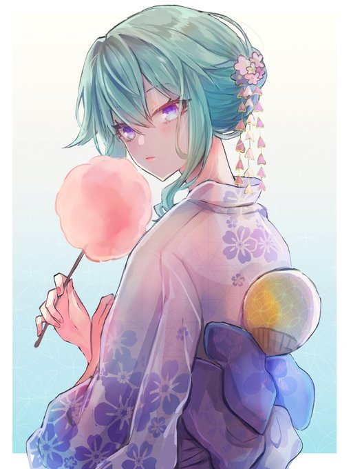 「cotton candy hair flower」 illustration images(Latest)