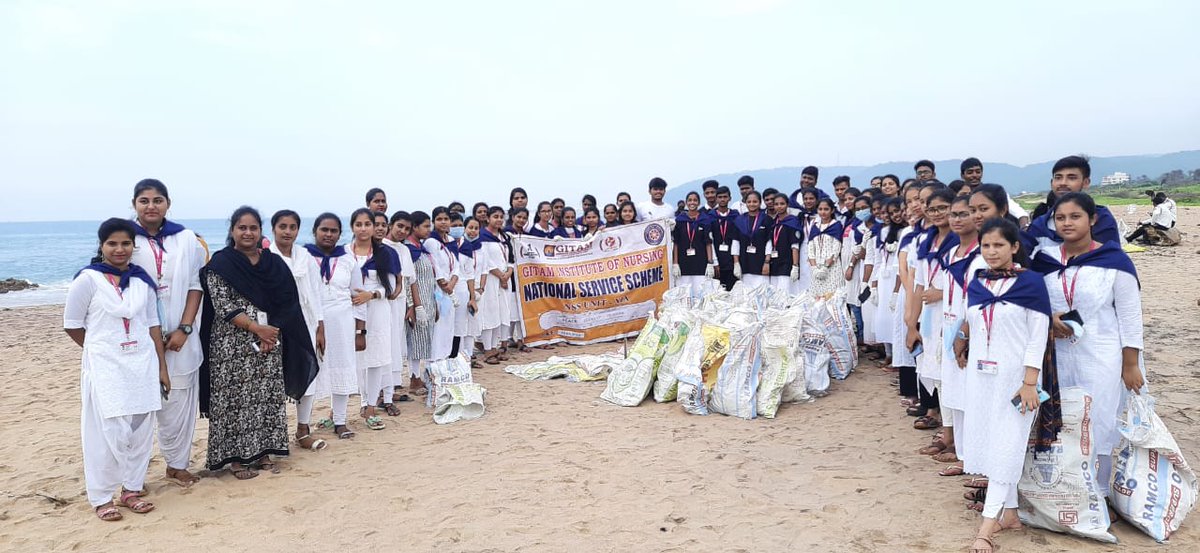 APSTATENSSCELL's tweet photo. NSS Volunteers of GITAM University, Visakhapatnam have participated in Beach Cleaning Program on 26-08-2022 at Rushikonda, the NSS Volunteers cleaned the Beach and collected 100+ Plastic and Waste Items.

#NSS GITAM
#ANDHRA PRADESH STATE NSS CELL
#_NSS INDIA https://t.co/QCFcCMySVo